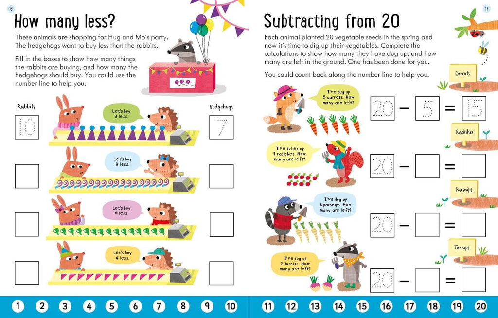 Carte de activitati Scaderea, Usborne Workbooks Subtracting, Usborne, +5 ani