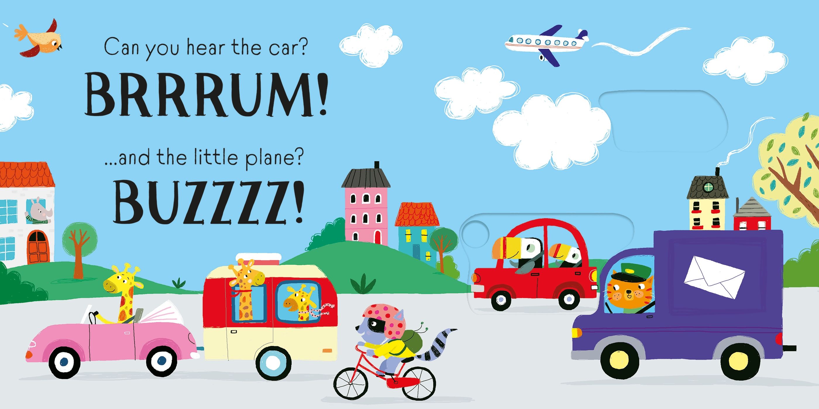Carte interactiva pentru copii cu sunete si ferestre glisante Vroom! Slider Sounds Book, Usborne, +6 luni