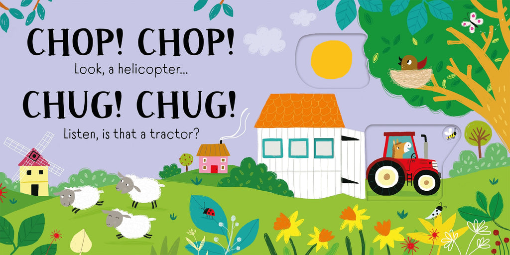 Carte interactiva pentru copii cu sunete si ferestre glisante Vroom! Slider Sounds Book, Usborne, +6 luni