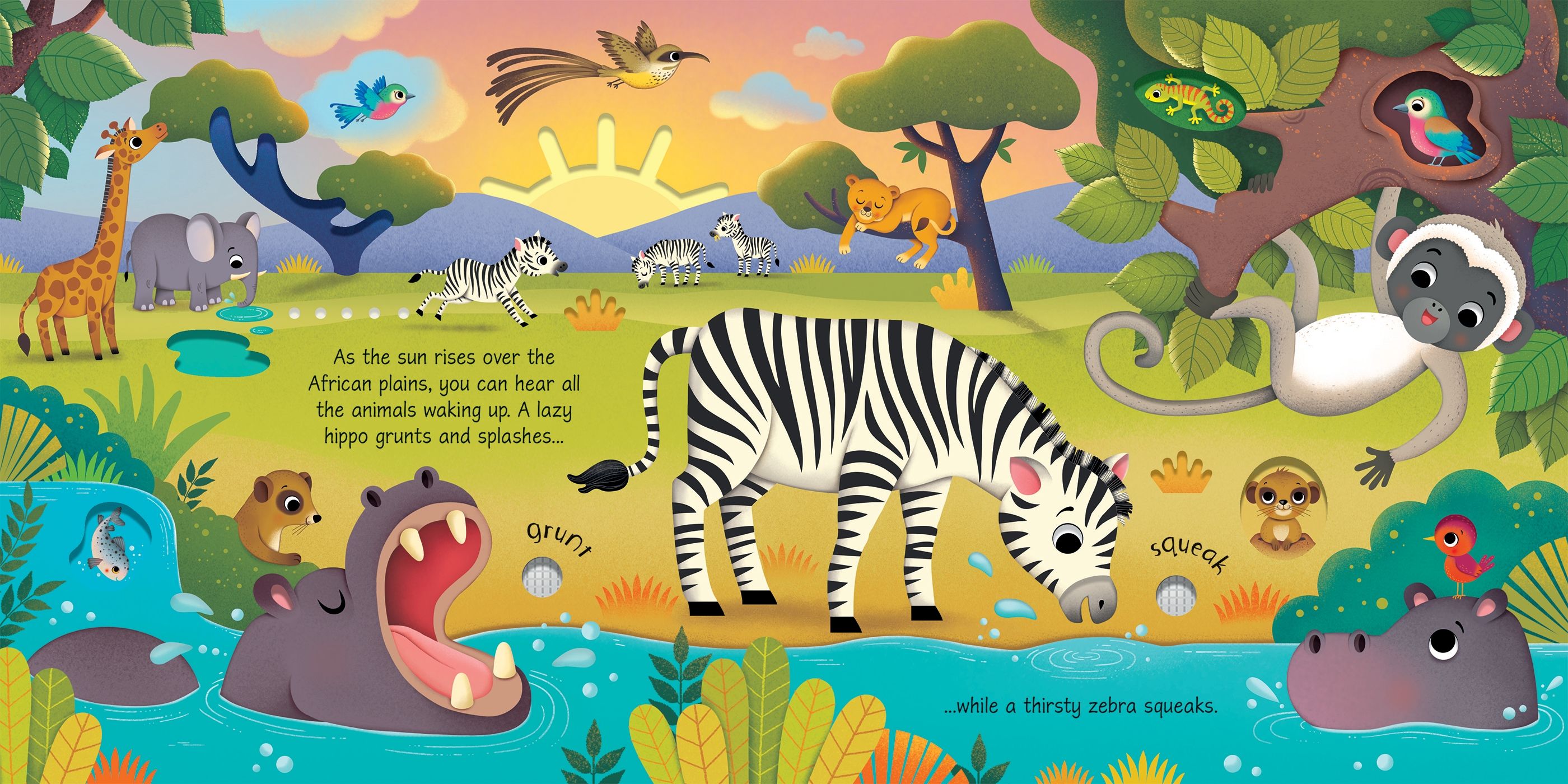 Carte interactiva cu sunete Wild Animals Sound Book, Usborne, +6 luni