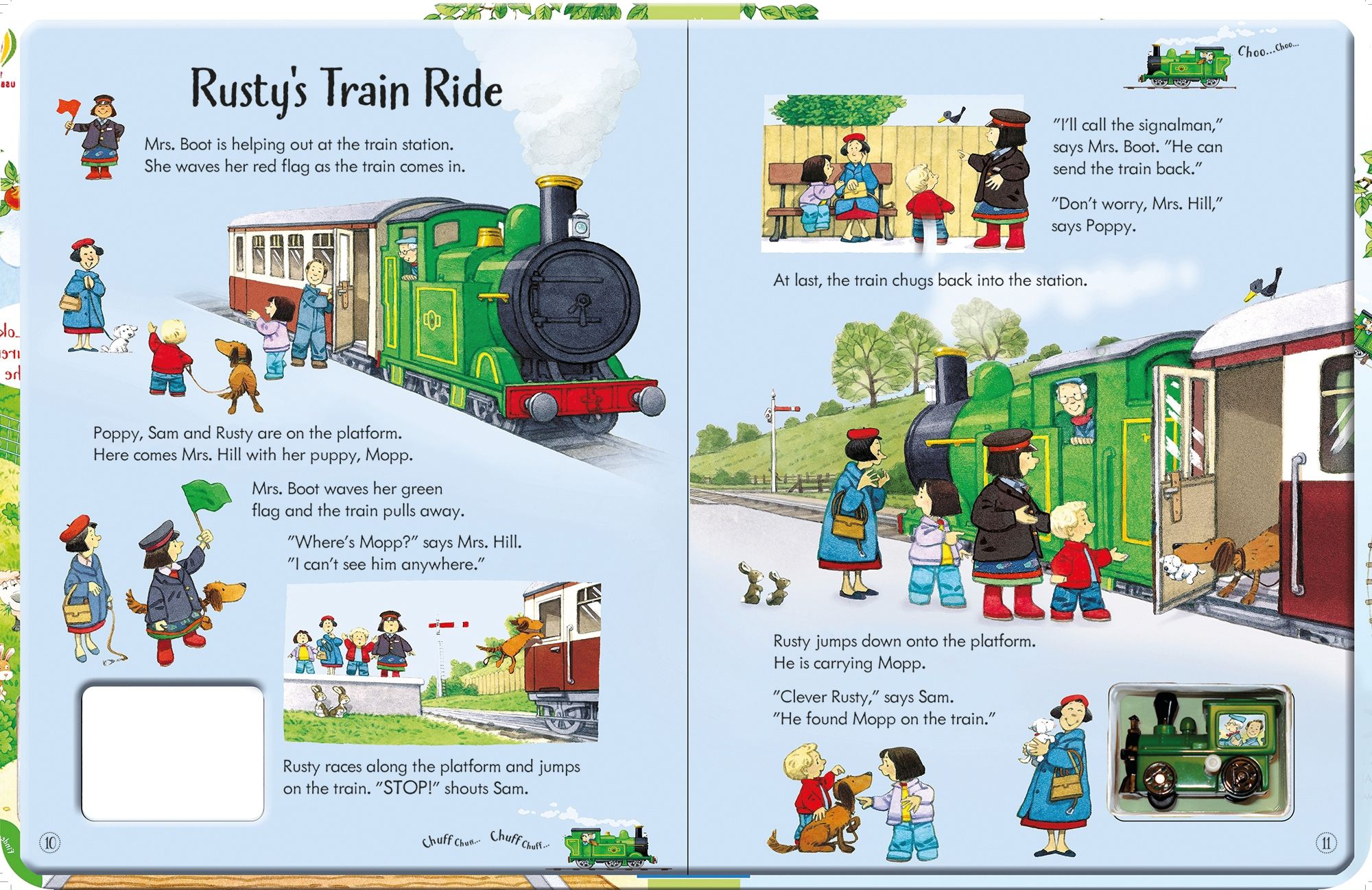 Carte cu jucarie trenulet - Poppy and Sam's Wind-up Train Book, Usborne, +3 ani