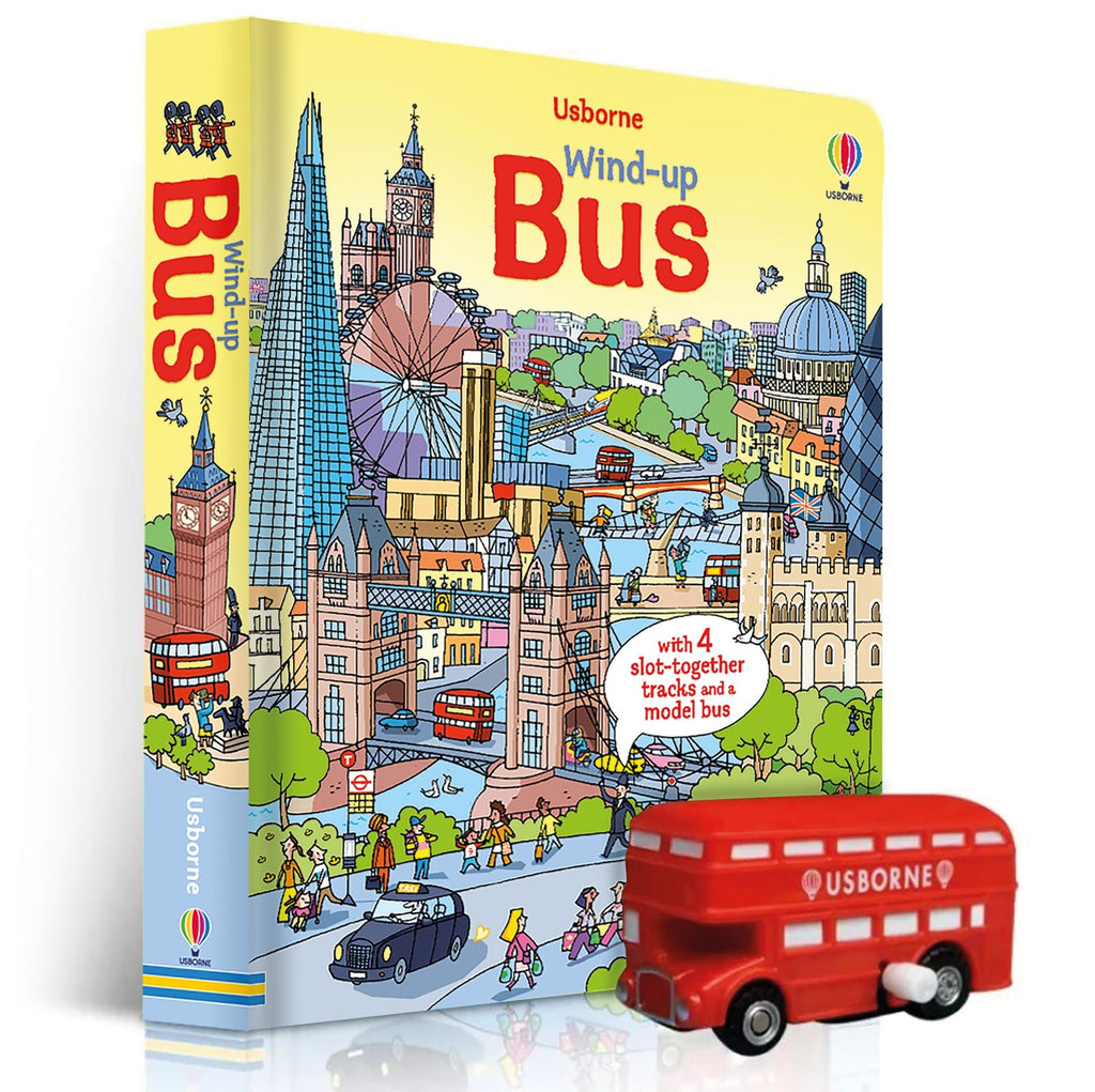 Carte interactiva cu jucarie Autobuz, Wind-up Bus, Usborne, +3 ani