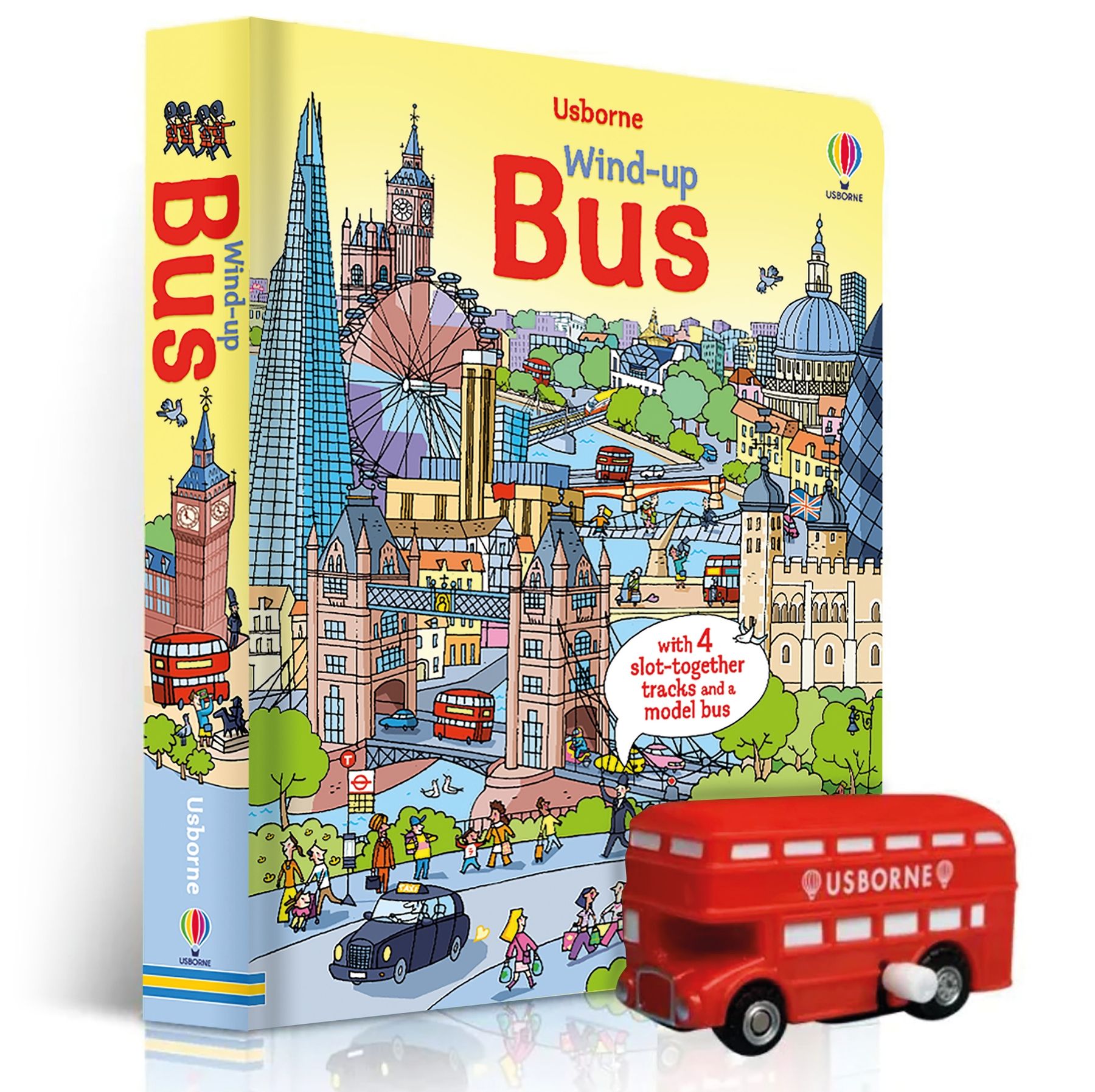 Carte interactiva cu jucarie Autobuz, Wind-up Bus, Usborne, +3 ani