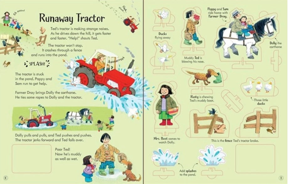 Carte cu jucarie Poppy and Sam's Wind-Up Tractor Book, Usborne, +3 ani