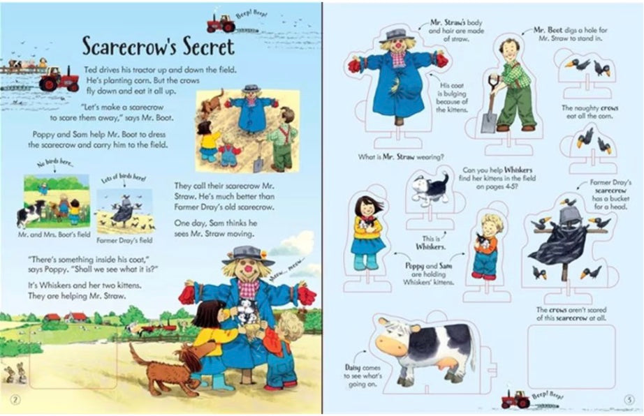 Carte cu jucarie Poppy and Sam's Wind-Up Tractor Book, Usborne, +3 ani