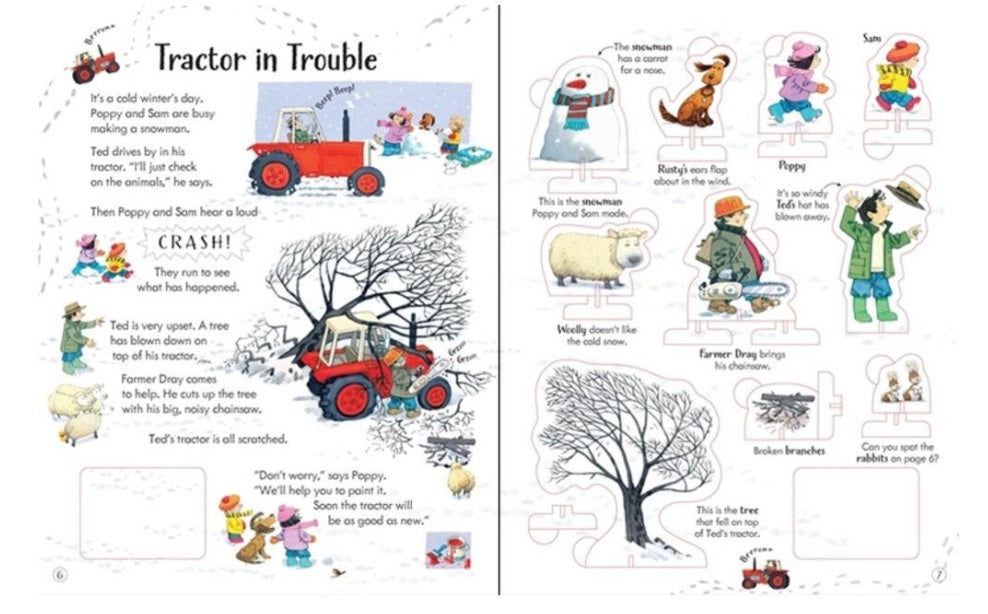 Carte cu jucarie Poppy and Sam's Wind-Up Tractor Book, Usborne, +3 ani