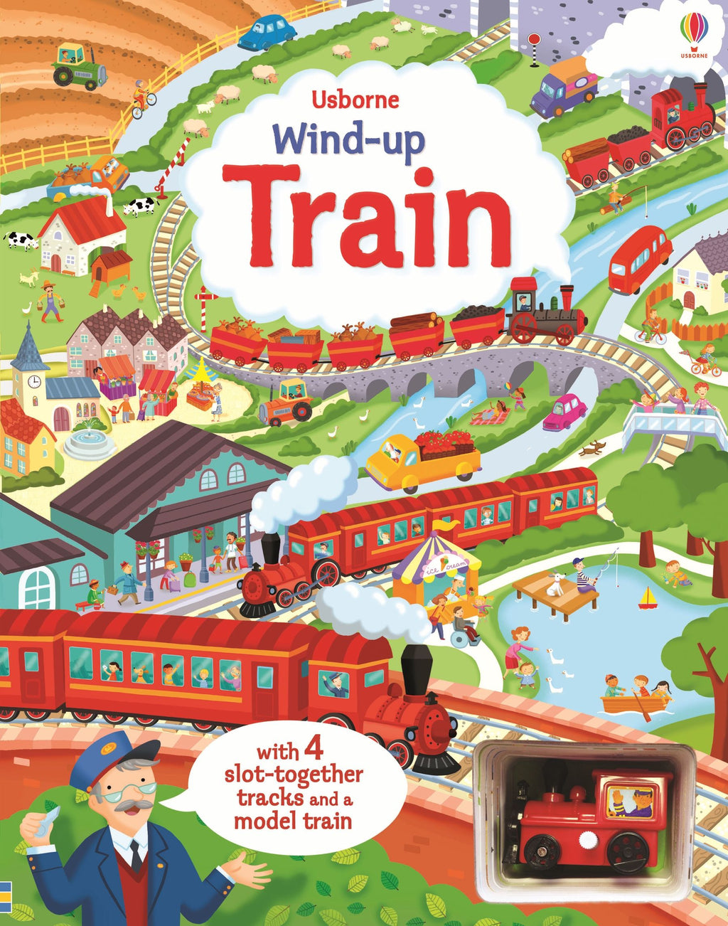 Carte cu tren jucarie, Wind-up Train, Usborne, +3 ani