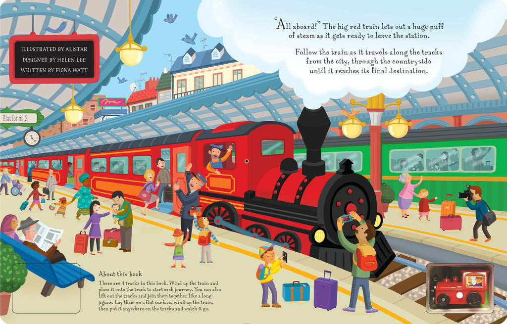 Carte cu tren jucarie, Wind-up Train, Usborne, +3 ani