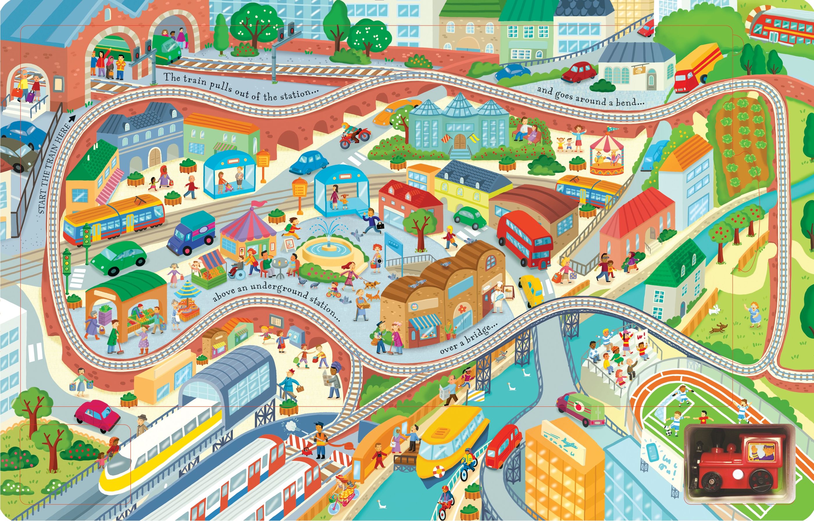 Carte cu tren jucarie, Wind-up Train, Usborne, +3 ani