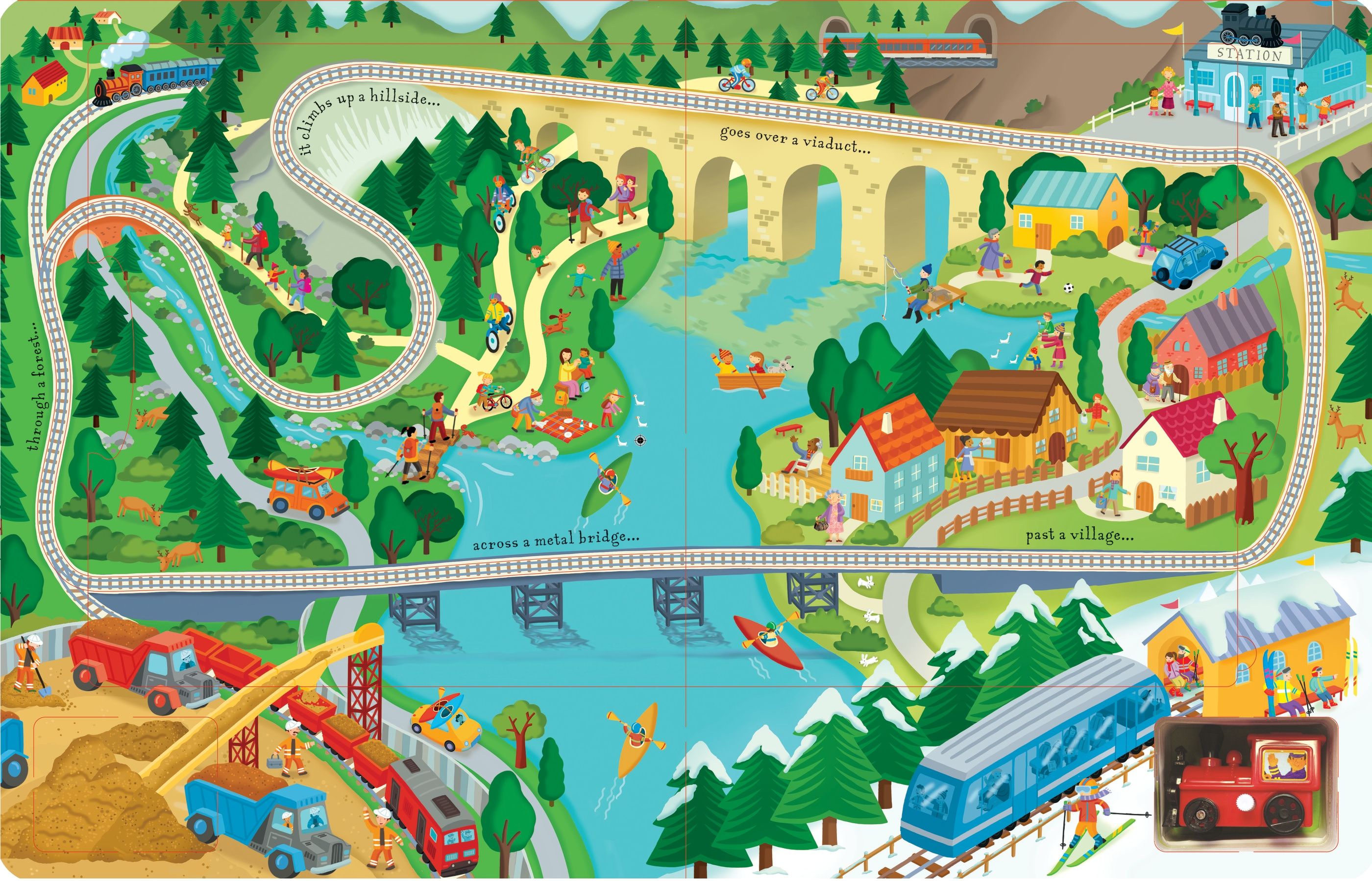 Carte cu tren jucarie, Wind-up Train, Usborne, +3 ani