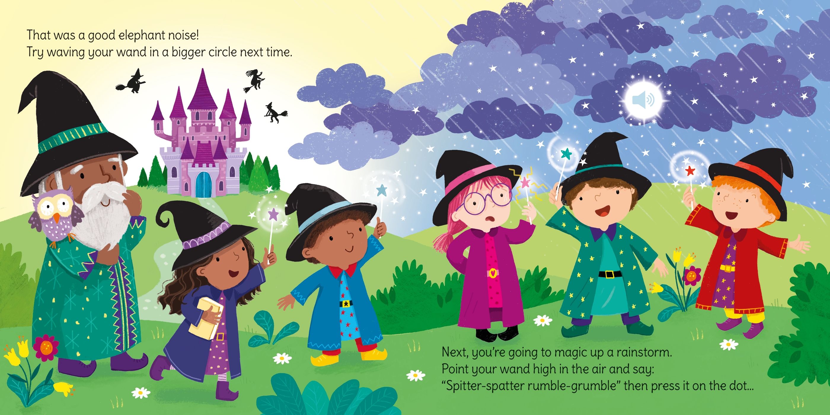 Carte interactiva cu bagheta si sunete  "Wand Books: Wizard Magic", Usborne, +3 ani