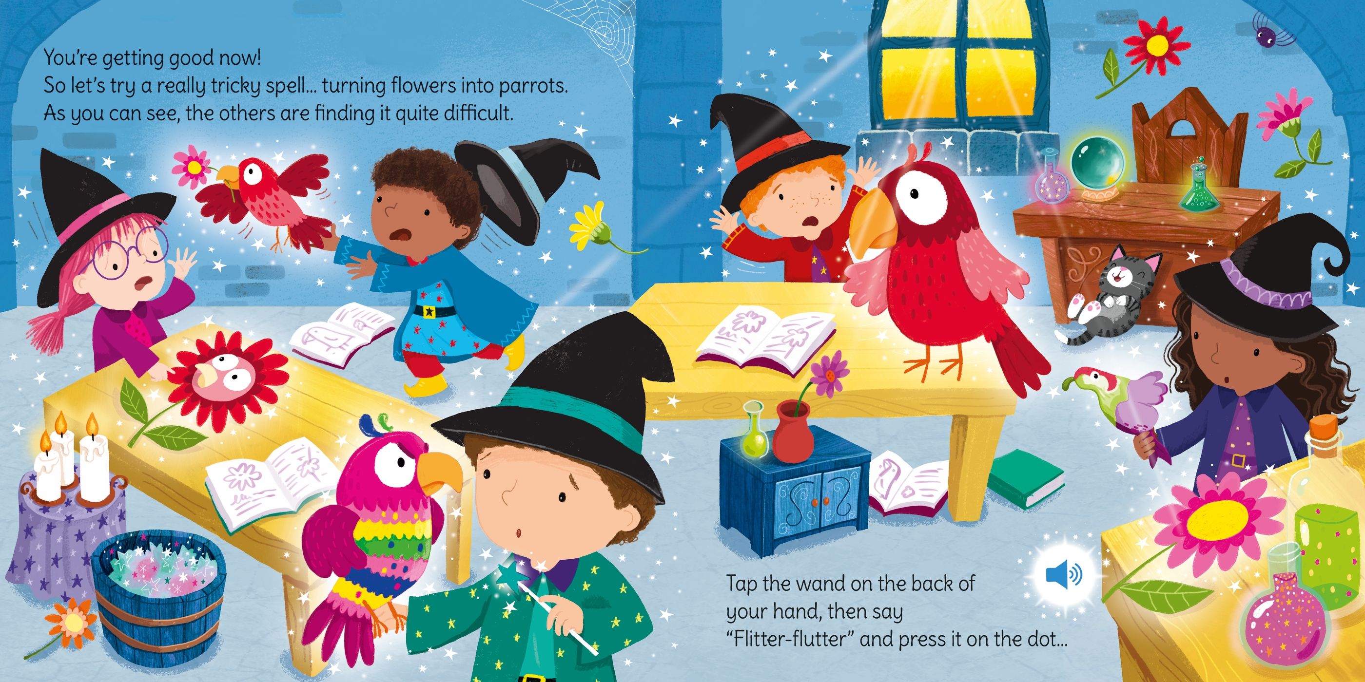 Carte interactiva cu bagheta si sunete  "Wand Books: Wizard Magic", Usborne, +3 ani