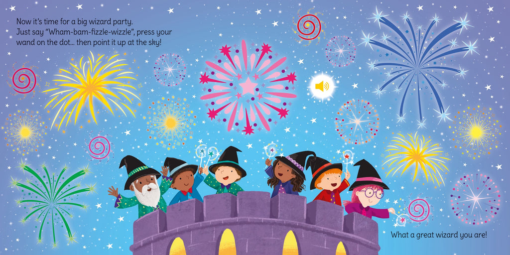Carte interactiva cu bagheta si sunete  "Wand Books: Wizard Magic", Usborne, +3 ani