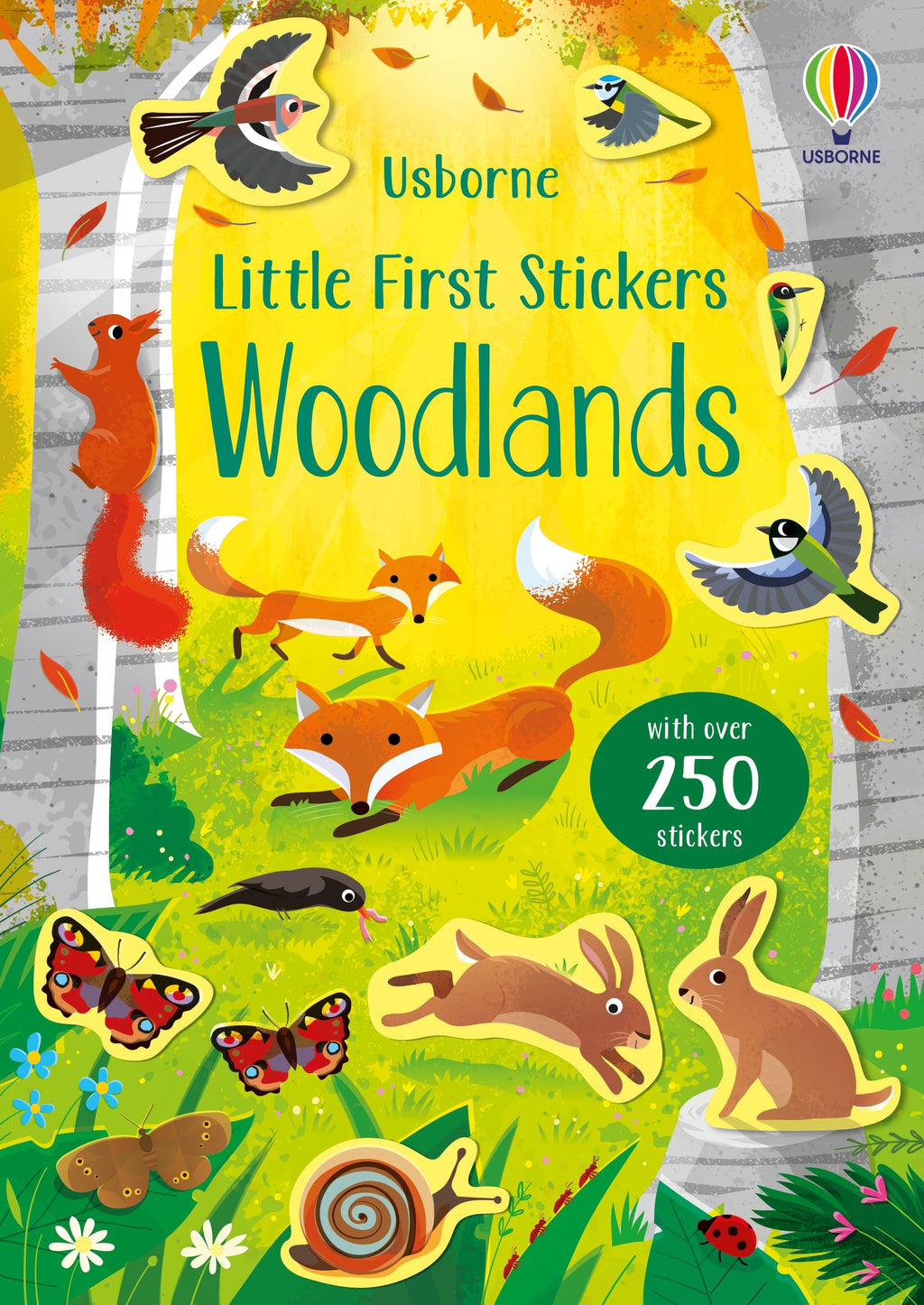 Carte interactiva cu peste 250 stickere Animalele din padure, Little First Stickers Woodlands, Usborne, +3 ani