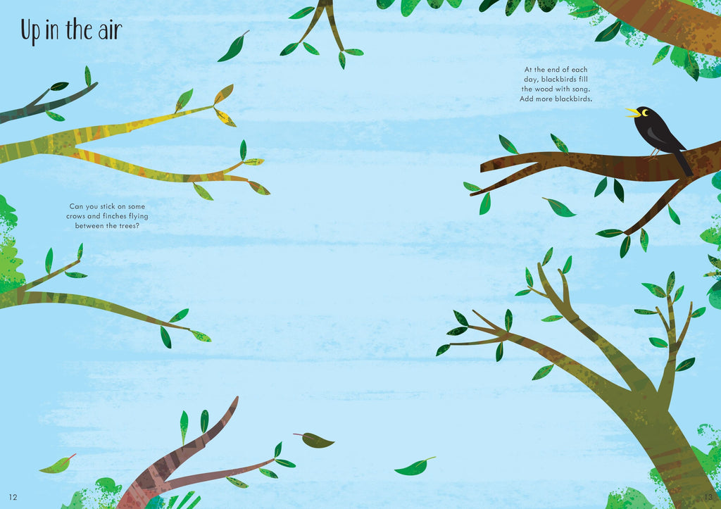 Carte interactiva cu peste 250 stickere Animalele din padure, Little First Stickers Woodlands, Usborne, +3 ani