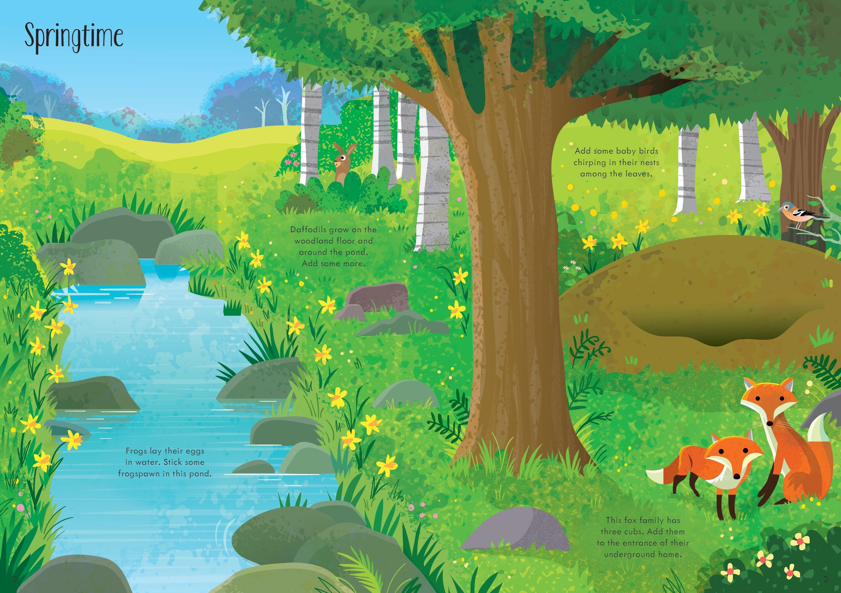Carte interactiva cu peste 250 stickere Animalele din padure, Little First Stickers Woodlands, Usborne, +3 ani
