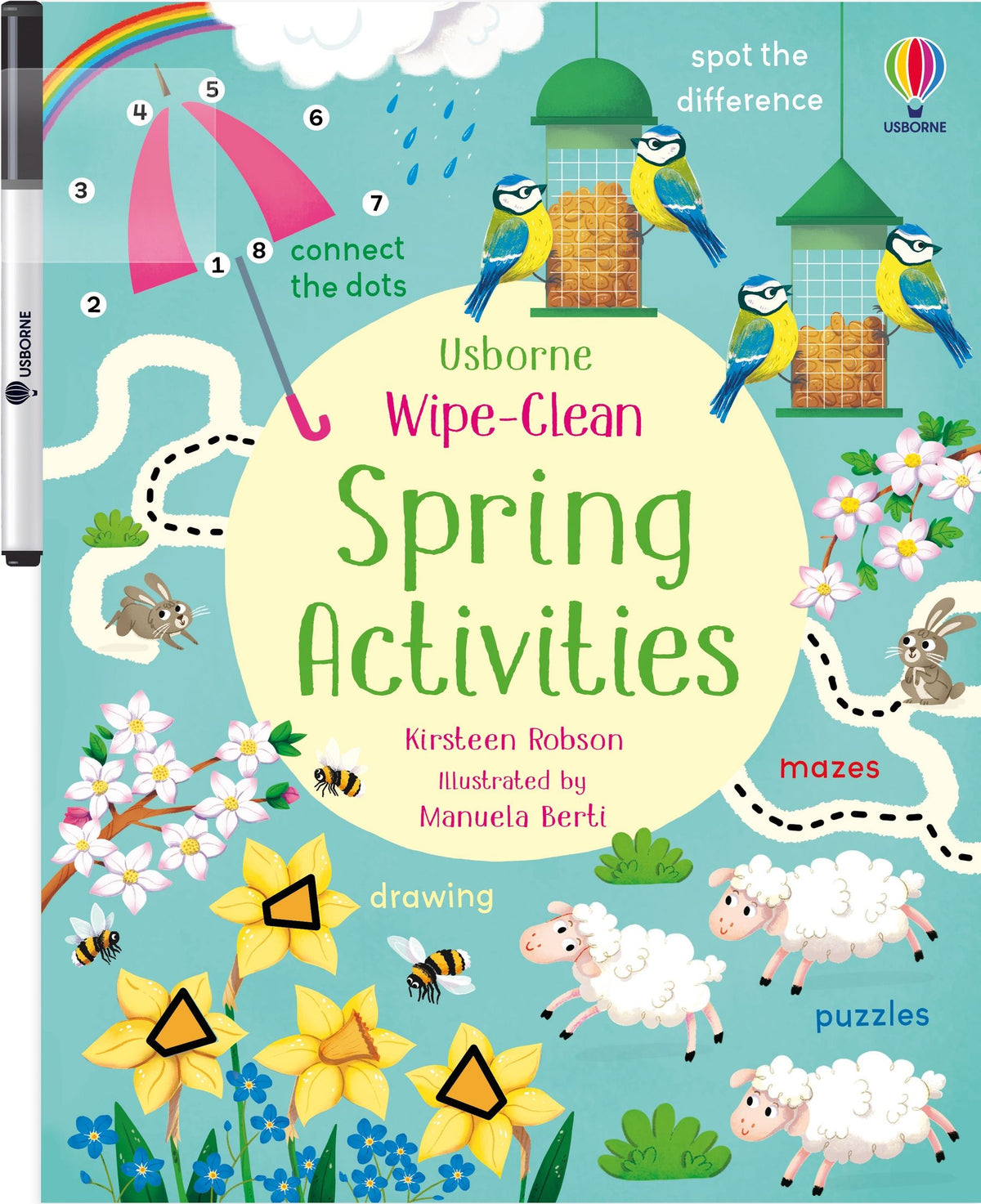 Carte de activitati Wipe-Clean Spring Activities, Usborne, +3 ani