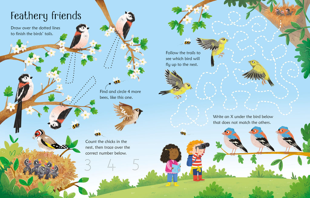 Carte de activitati Wipe-Clean Spring Activities, Usborne, +3 ani