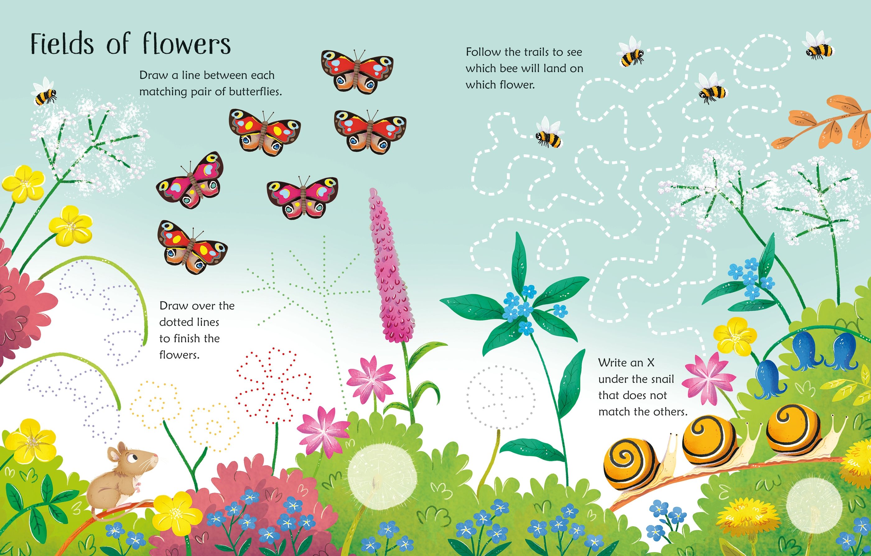Carte de activitati Wipe-Clean Spring Activities, Usborne, +3 ani