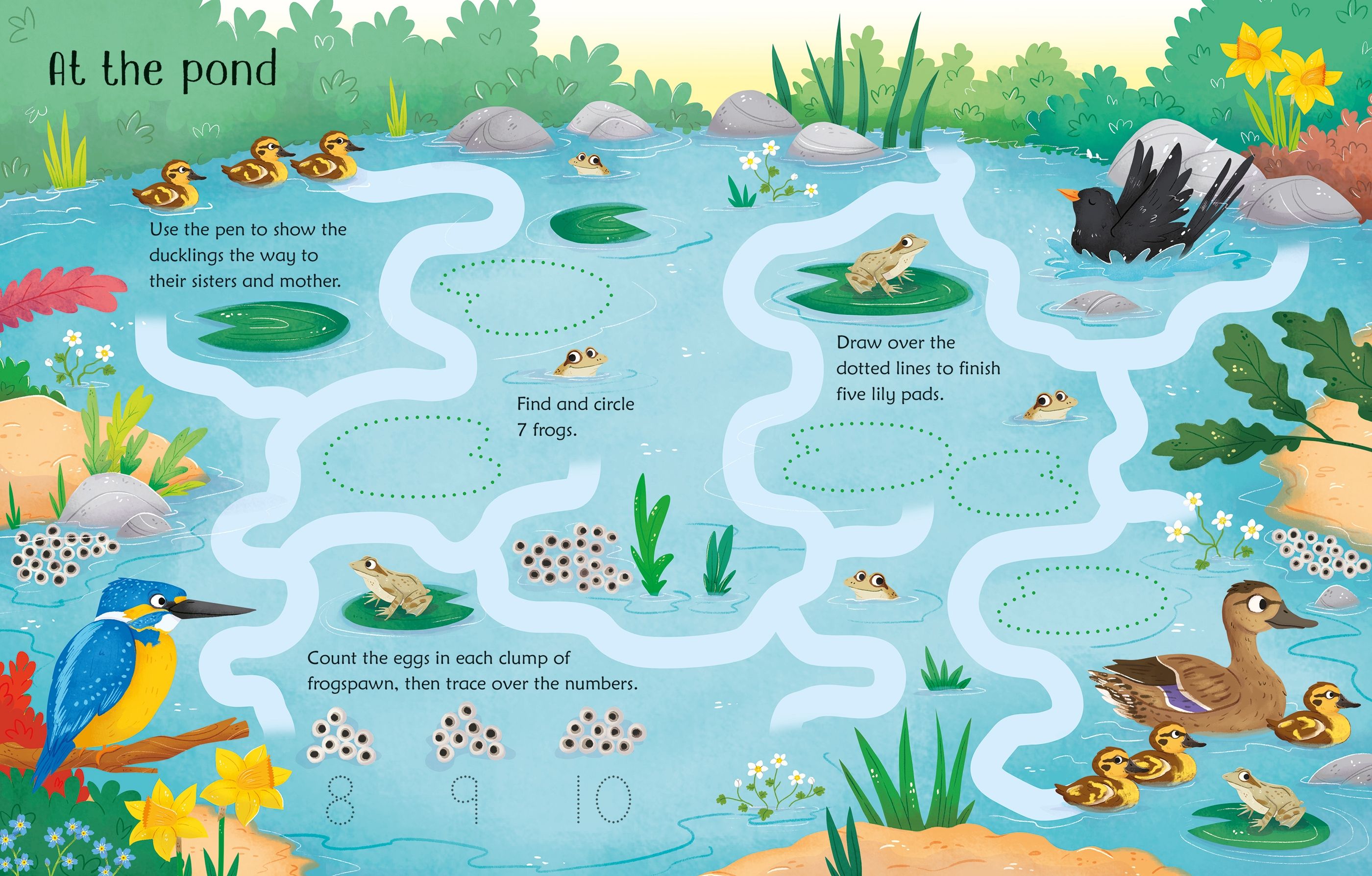 Carte de activitati Wipe-Clean Spring Activities, Usborne, +3 ani