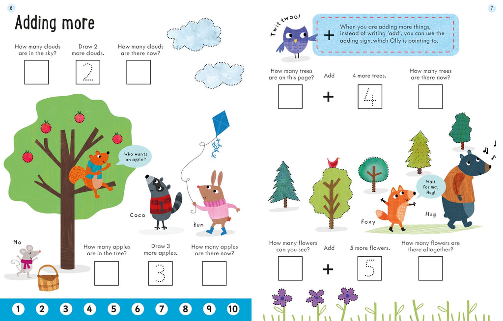 Carte de activitati Adunarea, Adding, Usborne Workbooks, +5 ani