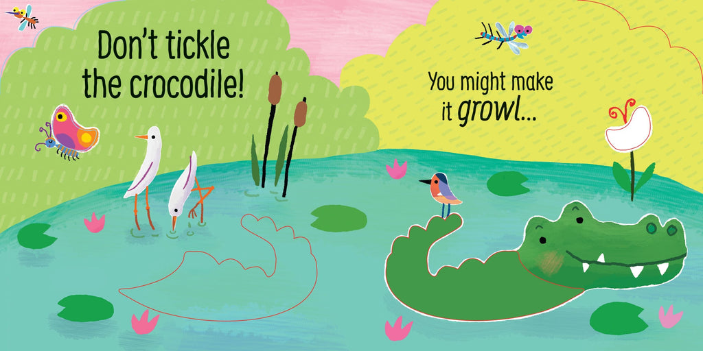 Carte senzoriala cu sunete Nu gadila crocodilul!, Touchy-feely Don't tickle the Crocodile!, Usborne, +6 luni
