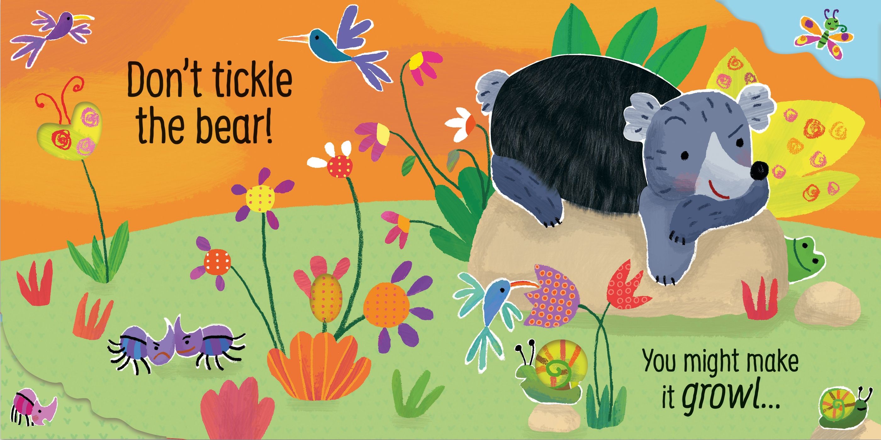 Carte senzoriala cu sunete Nu gadila hipopotamul!, Touchy-feely Don't tickle the Hippo!, Usborne, +6 luni