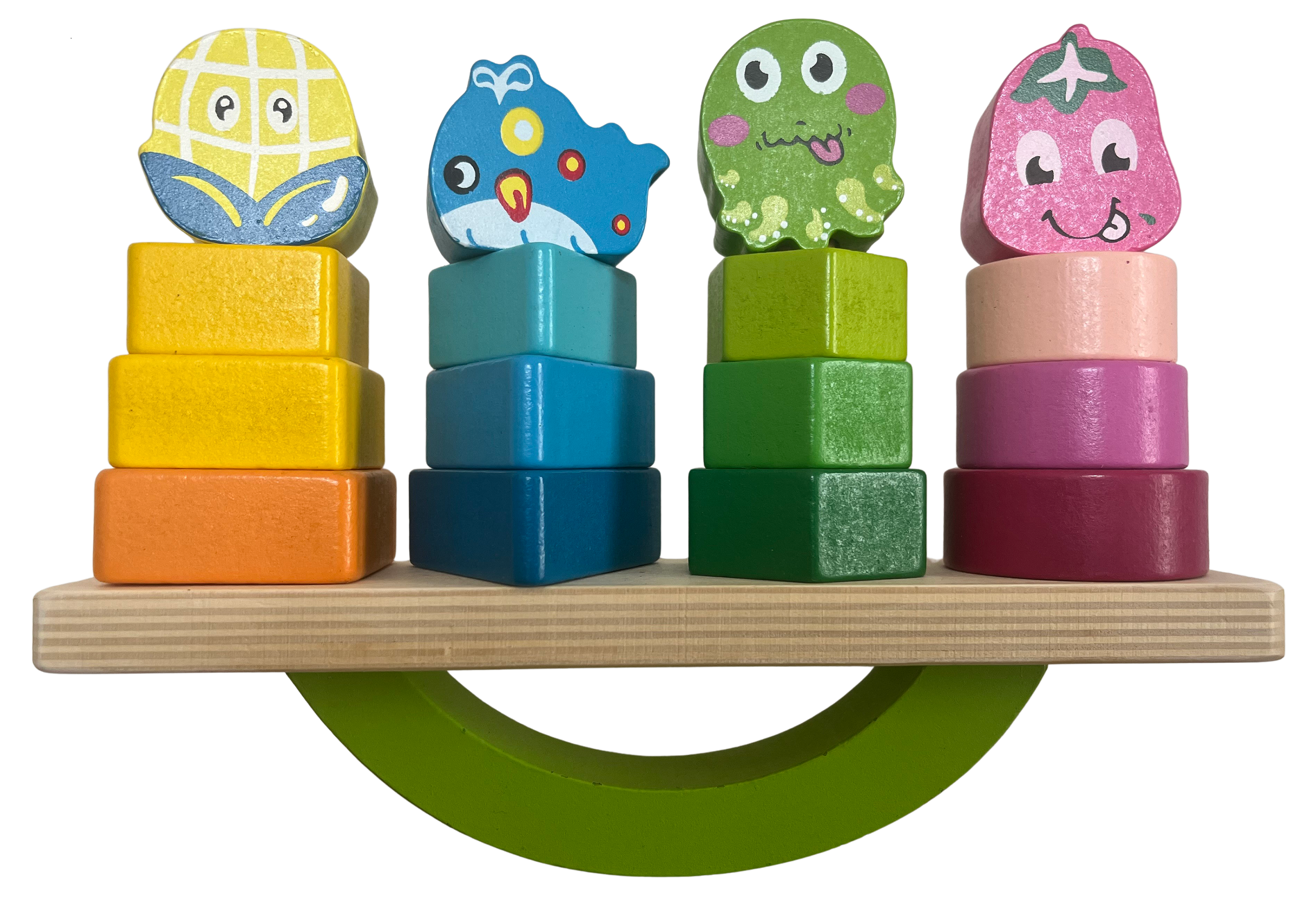 Joc Montessori din lemn, Echilibrare, Sortare si Stivuire a formelor geometrice